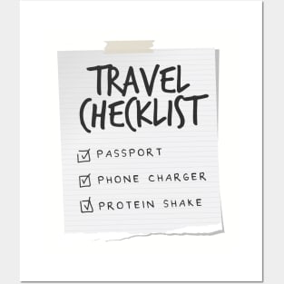 Travel Checklist - Funny Gym & Protein Essentials Posters and Art